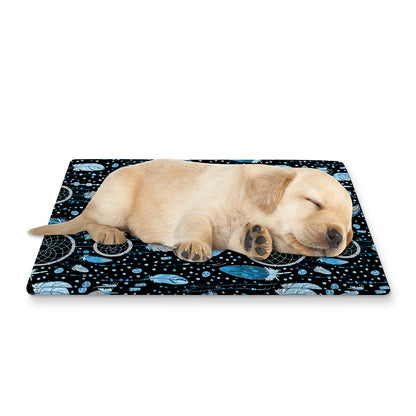 Blue Native Dream Catcher Pattern Print Pet Cooling Mat Cover
