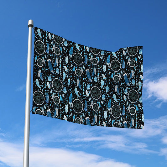 Blue Native Dream Catcher Pattern Print Polyester Flag