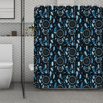 Blue Native Dream Catcher Pattern Print Polyester Shower Curtain