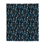 Blue Native Dream Catcher Pattern Print Polyester Shower Curtain
