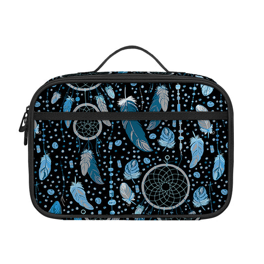 Blue Native Dream Catcher Pattern Print Portable Lunch Bag