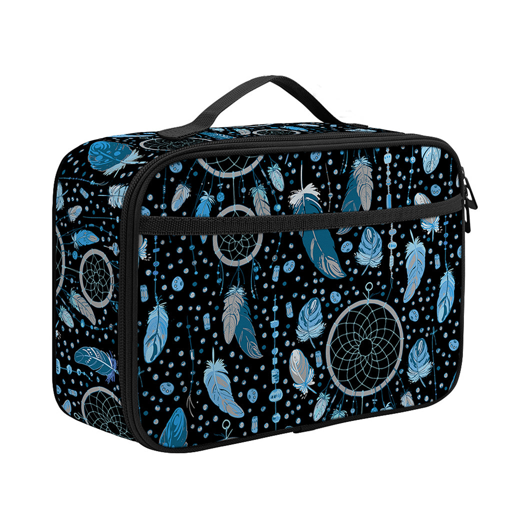 Blue Native Dream Catcher Pattern Print Portable Lunch Bag