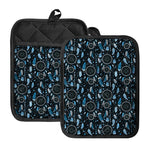 Blue Native Dream Catcher Pattern Print Pot Holders With Pocket