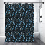 Blue Native Dream Catcher Pattern Print Premium Shower Curtain