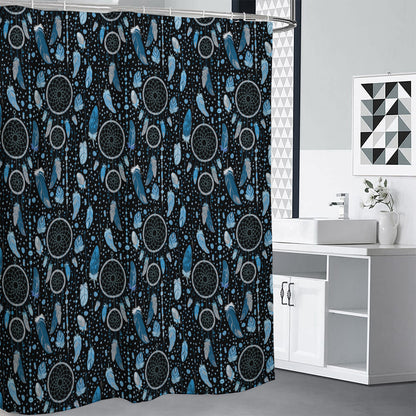 Blue Native Dream Catcher Pattern Print Premium Shower Curtain
