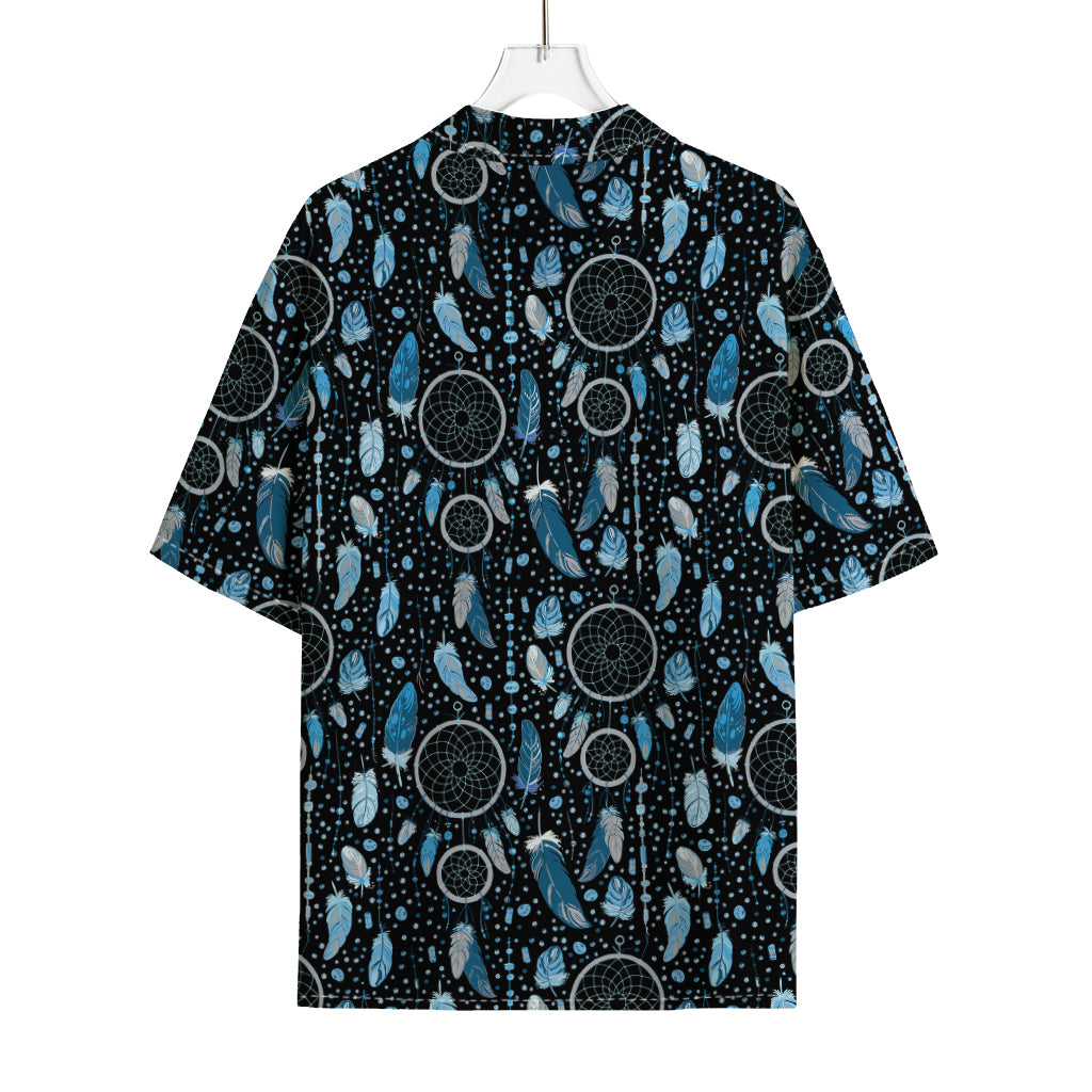 Blue Native Dream Catcher Pattern Print Rayon Hawaiian Shirt