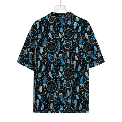Blue Native Dream Catcher Pattern Print Rayon Hawaiian Shirt