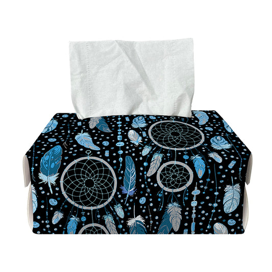 Blue Native Dream Catcher Pattern Print Rectangle Tissue Box Cover