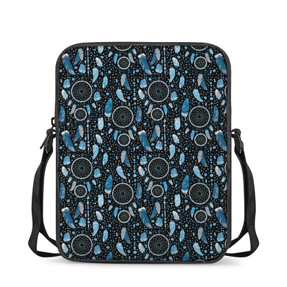 Blue Native Dream Catcher Pattern Print Rectangular Crossbody Bag