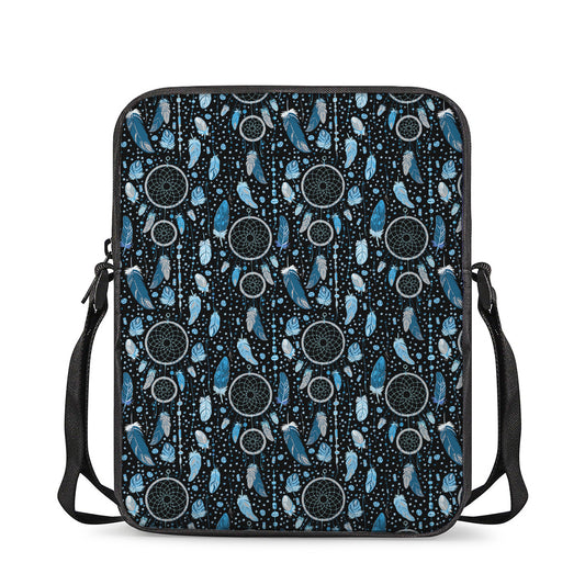 Blue Native Dream Catcher Pattern Print Rectangular Crossbody Bag