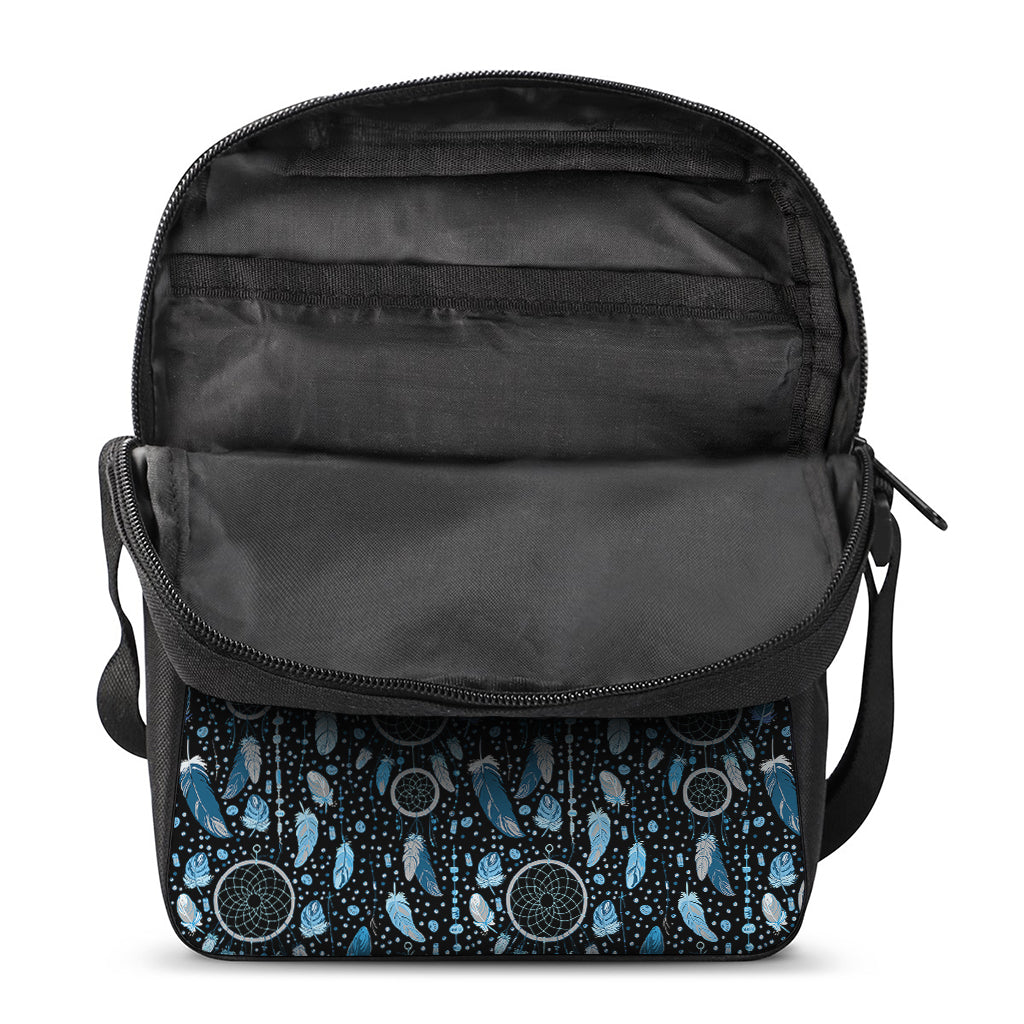 Blue Native Dream Catcher Pattern Print Rectangular Crossbody Bag