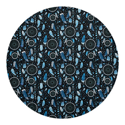 Blue Native Dream Catcher Pattern Print Round Blanket