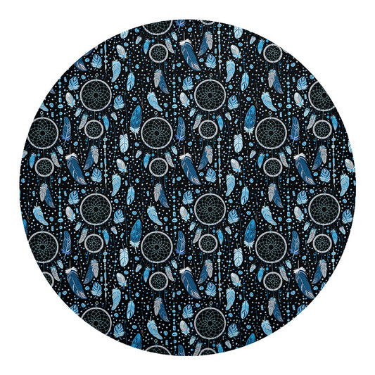Blue Native Dream Catcher Pattern Print Round Blanket