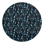 Blue Native Dream Catcher Pattern Print Round Blanket