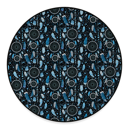 Blue Native Dream Catcher Pattern Print Round Floor Mat