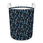 Blue Native Dream Catcher Pattern Print Round Laundry Basket