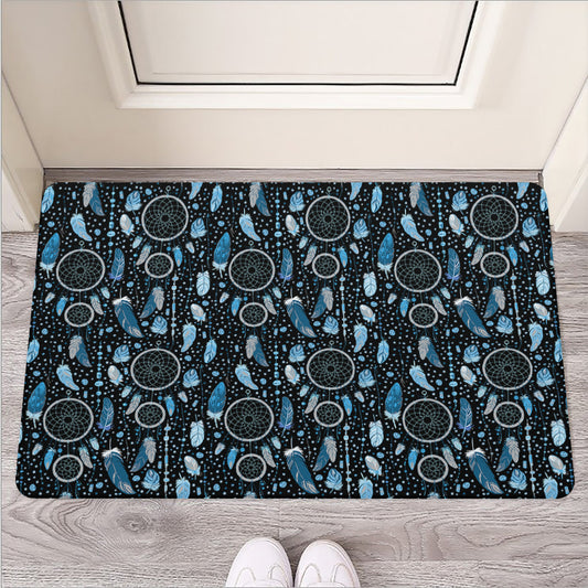 Blue Native Dream Catcher Pattern Print Rubber Doormat