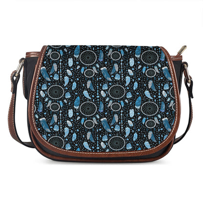 Blue Native Dream Catcher Pattern Print Saddle Bag