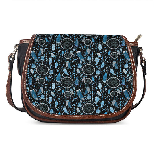 Blue Native Dream Catcher Pattern Print Saddle Bag