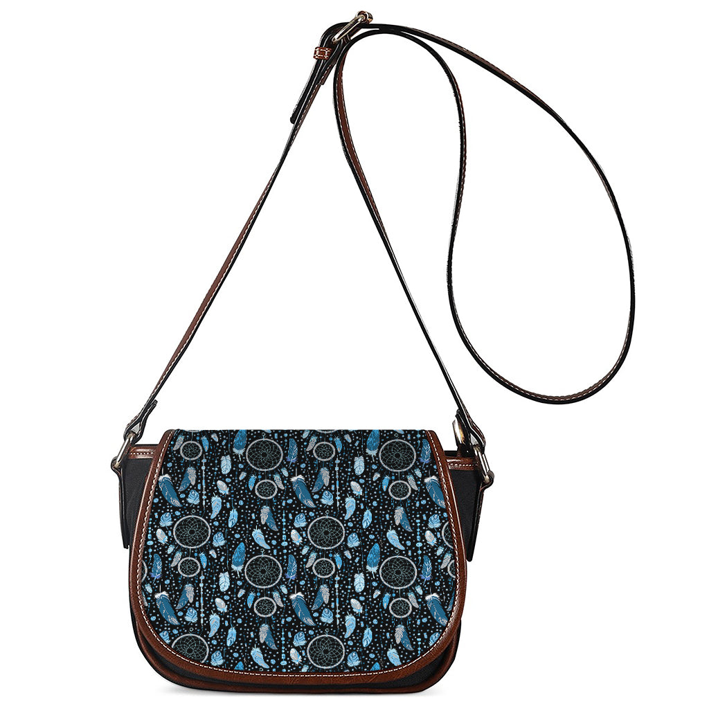 Blue Native Dream Catcher Pattern Print Saddle Bag