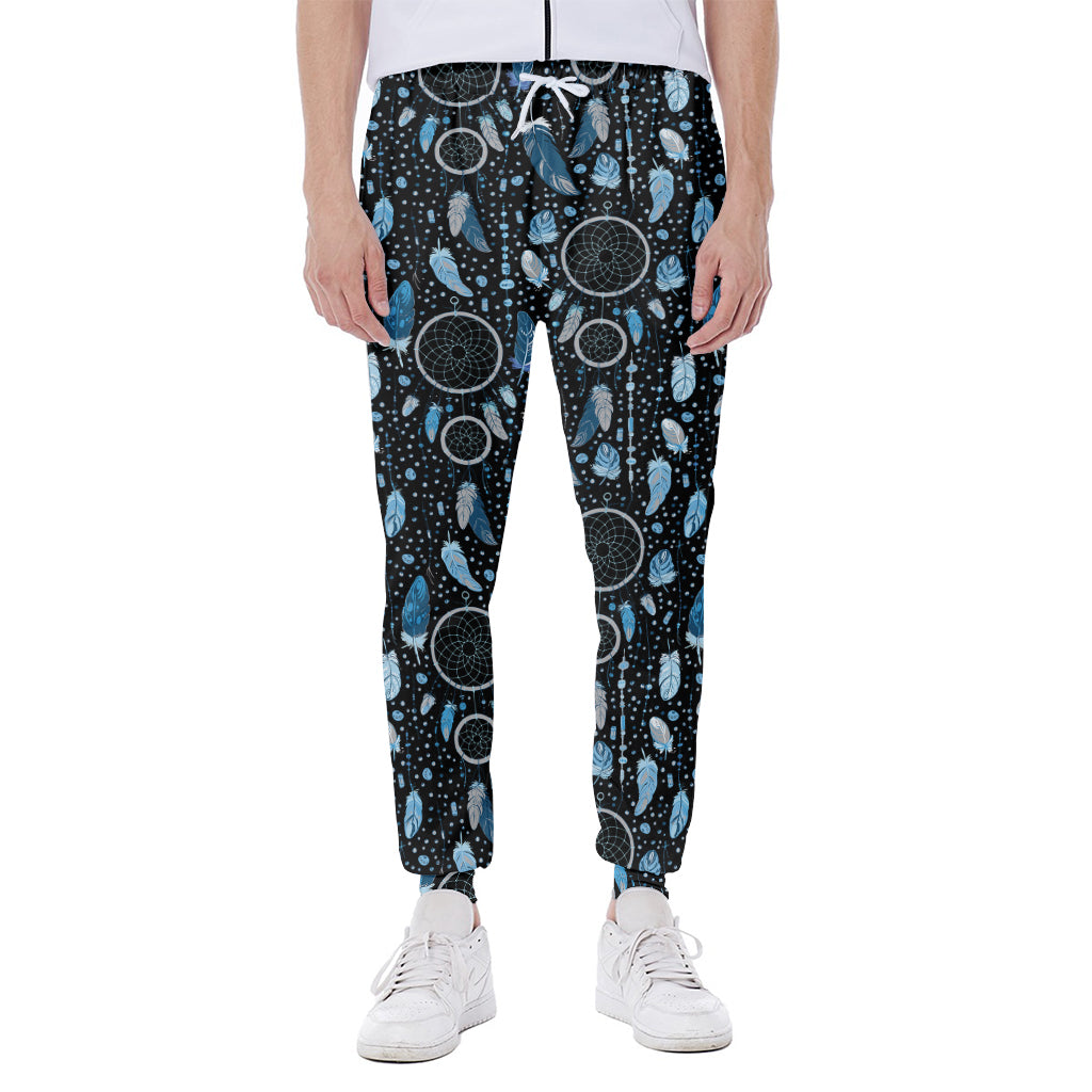 Blue Native Dream Catcher Pattern Print Scuba Joggers