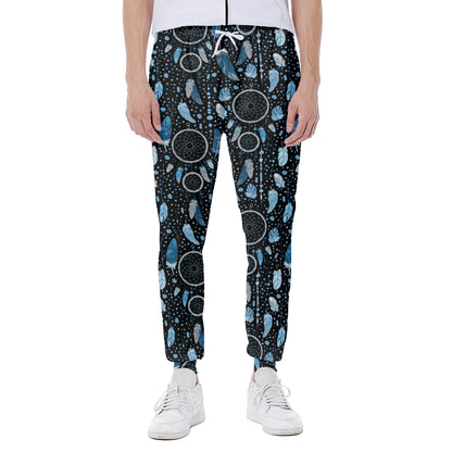Blue Native Dream Catcher Pattern Print Scuba Joggers