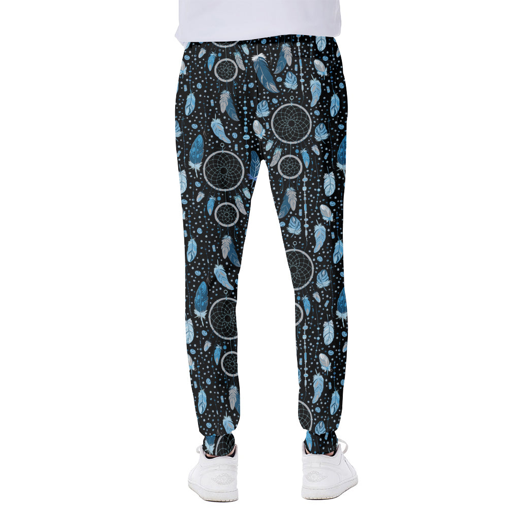 Blue Native Dream Catcher Pattern Print Scuba Joggers