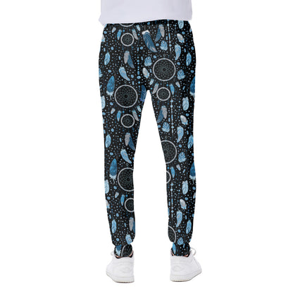 Blue Native Dream Catcher Pattern Print Scuba Joggers