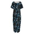 Blue Native Dream Catcher Pattern Print Short Sleeve Long Nightdress