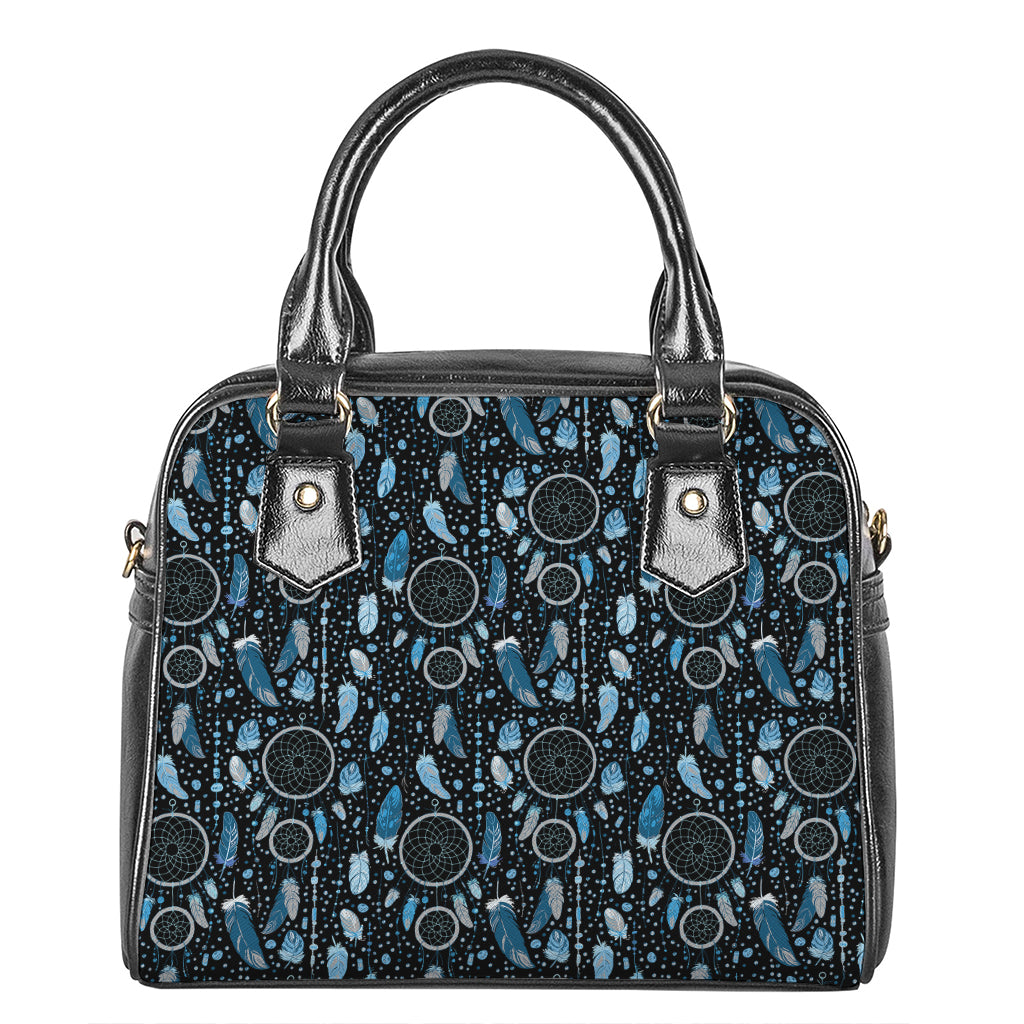 Blue Native Dream Catcher Pattern Print Shoulder Handbag