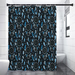 Blue Native Dream Catcher Pattern Print Shower Curtain
