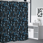 Blue Native Dream Catcher Pattern Print Shower Curtain