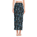 Blue Native Dream Catcher Pattern Print Side Slit Maxi Skirt