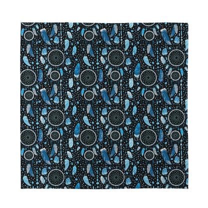 Blue Native Dream Catcher Pattern Print Silk Bandana