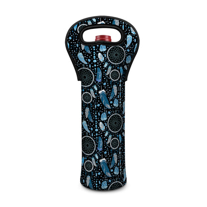Blue Native Dream Catcher Pattern Print Single Neoprene Wine Tote