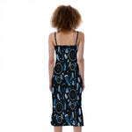 Blue Native Dream Catcher Pattern Print Slim Fit Midi Cami Dress