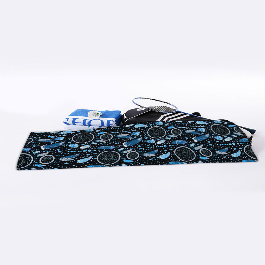 Blue Native Dream Catcher Pattern Print Sports Towel