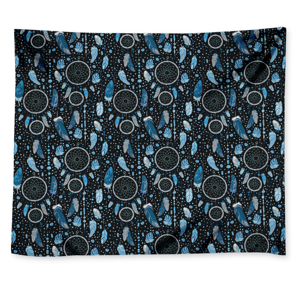Blue Native Dream Catcher Pattern Print Tapestry