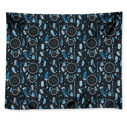 Blue Native Dream Catcher Pattern Print Tapestry