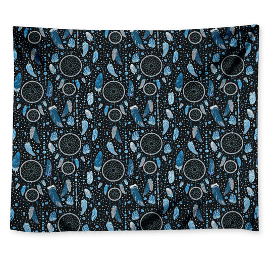 Blue Native Dream Catcher Pattern Print Tapestry