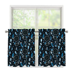 Blue Native Dream Catcher Pattern Print Tier Curtains