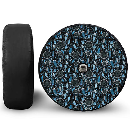 Blue Native Dream Catcher Pattern Print Tire Cover With Camera Hole