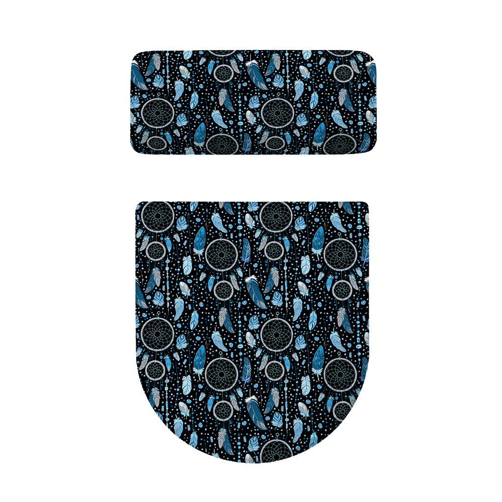 Blue Native Dream Catcher Pattern Print Toilet Lid And Tank Cover Set