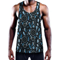 Blue Native Dream Catcher Pattern Print Men's Workout Tank Top