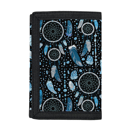 Blue Native Dream Catcher Pattern Print Trifold Wallet