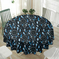 Blue Native Dream Catcher Pattern Print Waterproof Round Tablecloth