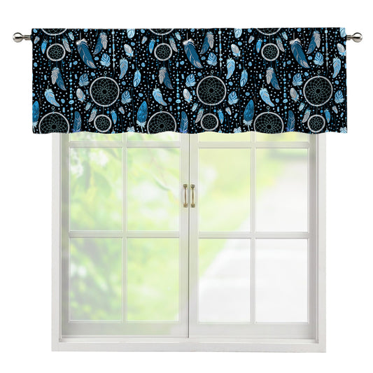 Blue Native Dream Catcher Pattern Print Window Valance