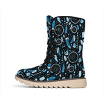 Blue Native Dream Catcher Pattern Print Winter Boots