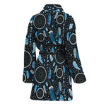 Blue Native Dream Catcher Pattern Print Women's Bathrobe