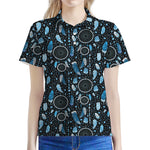 Blue Native Dream Catcher Pattern Print Women's Polo Shirt